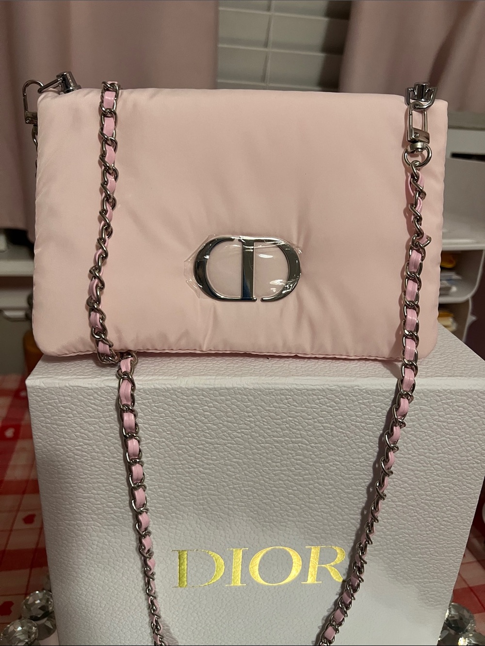 Dior Light Pink CD Flap Crossbody with Silver Chain - Picture 2 of 6